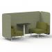 Brixworth 2 Seater Bench Booth With White Legs And Black Table With White Leg In Rivet Fabric - Burnish Panels And Olive Sofa SF003634