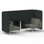 Brixworth 2 Seater Bench Booth With White Legs And Black Table With White Leg In Rivet Fabric - Charcoal Panels And Vitreous Sofa SF003635