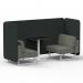 Brixworth 2 Seater Bench Booth With White Legs And Black Table With White Leg In Rivet Fabric - Charcoal Panels And Vitreous Sofa SF003635