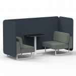 Brixworth 2 Seater Bench Booth With White Legs And Black Table With White Leg In Rivet Fabric - Crucible Panels And Prime Sofa SF003636
