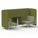 Brixworth 2 Seater Bench Booth With White Legs And Black Table With White Leg In Rivet Fabric - Olive Panels And Burnish Sofa SF003637
