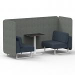 Brixworth 2 Seater Bench Booth With White Legs And Black Table With White Leg In Rivet Fabric - Prime Panels And Crucible Sofa SF003638