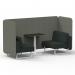 Brixworth 2 Seater Bench Booth With White Legs And Black Table With White Leg In Rivet Fabric - Vitreous Panels And Charcoal Sofa SF003639