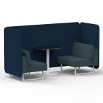 Brixworth 2 Seater Bench Booth With White Legs And Black Table With White Leg In X2 Fabric - Calculus Panels And Polygon Sofa SF003641