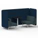 Brixworth 2 Seater Bench Booth With White Legs And Black Table With White Leg In X2 Fabric - Calculus Panels And Polygon Sofa SF003641