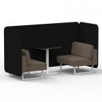 Brixworth 2 Seater Bench Booth With White Legs And Black Table With White Leg In X2 Fabric - Diameter Panels And Theory Sofa SF003642