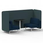 Brixworth 2 Seater Bench Booth With White Legs And Black Table With White Leg In X2 Fabric - Polygon Panels And Calculus Sofa SF003644