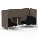 Brixworth 2 Seater Bench Booth With White Legs And Black Table With White Leg In X2 Fabric - Theory Panels And Diameter Sofa SF003645