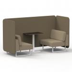 Brixworth 2 Seater Bench Booth With White Legs And Black Table With White Leg In Main Line Flax Fabric - Bank Panels And Upminster Sofa SF003646