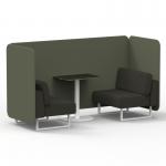 Brixworth 2 Seater Bench Booth With White Legs And Black Table With White Leg In Main Line Flax Fabric - Monument Panels And Temple Sofa SF003647
