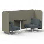 Brixworth 2 Seater Bench Booth With White Legs And Black Table With White Leg In Main Line Flax Fabric - Newbury Panels And Westminster Sofa SF003648