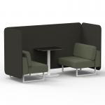Brixworth 2 Seater Bench Booth With White Legs And Black Table With White Leg In Main Line Flax Fabric - Temple Panels And Monument Sofa SF003649