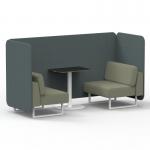 Brixworth 2 Seater Bench Booth With White Legs And Black Table With White Leg In Main Line Flax Fabric - Westminster Panels And Newbury Sofa SF003651