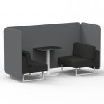 Brixworth 2 Seater Bench Booth With White Legs And Black Table With White Leg In Synergy Fabric - Partner Panels And Mix Sofa SF003656