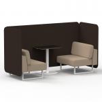 Brixworth 2 Seater Bench Booth With White Legs And Black Table With White Leg In Synergy Fabric - Wed Panels And Affix Sofa SF003657
