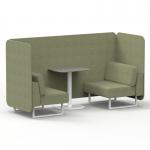 Brixworth 2 Seater Bench Booth With White Legs And Grey Table With White Leg In Rivet Fabric - Burnish Panels And Sofa SF003664