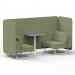 Brixworth 2 Seater Bench Booth With White Legs And Grey Table With White Leg In Rivet Fabric - Burnish Panels And Sofa SF003664