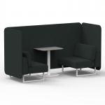 Brixworth 2 Seater Bench Booth With White Legs And Grey Table With White Leg In Rivet Fabric - Charcoal Panels And Sofa SF003665