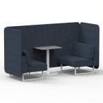 Brixworth 2 Seater Bench Booth With White Legs And Grey Table With White Leg In Rivet Fabric - Crucible Panels And Sofa SF003666
