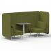 Brixworth 2 Seater Bench Booth With White Legs And Grey Table With White Leg In Rivet Fabric - Olive Panels And Sofa SF003667