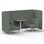 Brixworth 2 Seater Bench Booth With White Legs And Grey Table With White Leg In Rivet Fabric - Prime Panels And Sofa SF003668