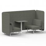 Brixworth 2 Seater Bench Booth With White Legs And Grey Table With White Leg In Rivet Fabric - Vitreous Panels And Sofa SF003669