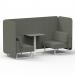 Brixworth 2 Seater Bench Booth With White Legs And Grey Table With White Leg In Rivet Fabric - Vitreous Panels And Sofa SF003669