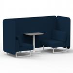 Brixworth 2 Seater Bench Booth With White Legs And Grey Table With White Leg In X2 Fabric - Calculus Panels And Sofa SF003671