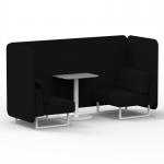 Brixworth 2 Seater Bench Booth With White Legs And Grey Table With White Leg In X2 Fabric - Diameter Panels And Sofa SF003672