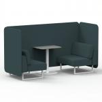 Brixworth 2 Seater Bench Booth With White Legs And Grey Table With White Leg In X2 Fabric - Polygon Panels And Sofa SF003674