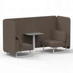 Brixworth 2 Seater Bench Booth With White Legs And Grey Table With White Leg In X2 Fabric - Theory Panels And Sofa SF003675