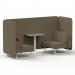 Brixworth 2 Seater Bench Booth With White Legs And Grey Table With White Leg In Main Line Flax Fabric - Bank Panels And Sofa SF003676