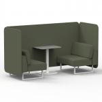 Brixworth 2 Seater Bench Booth With White Legs And Grey Table With White Leg In Main Line Flax Fabric - Monument Panels And Sofa SF003677