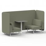 Brixworth 2 Seater Bench Booth With White Legs And Grey Table With White Leg In Main Line Flax Fabric - Newbury Panels And Sofa SF003678