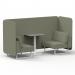Brixworth 2 Seater Bench Booth With White Legs And Grey Table With White Leg In Main Line Flax Fabric - Newbury Panels And Sofa SF003678