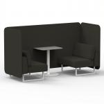 Brixworth 2 Seater Bench Booth With White Legs And Grey Table With White Leg In Main Line Flax Fabric - Temple Panels And Sofa SF003679
