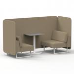 Brixworth 2 Seater Bench Booth With White Legs And Grey Table With White Leg In Main Line Flax Fabric - Upminster Panels And Sofa SF003680