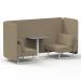 Brixworth 2 Seater Bench Booth With White Legs And Grey Table With White Leg In Main Line Flax Fabric - Upminster Panels And Sofa SF003680