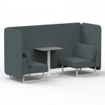 Brixworth 2 Seater Bench Booth With White Legs And Grey Table With White Leg In Main Line Flax Fabric - Westminster Panels And Sofa SF003681