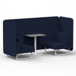 Brixworth 2 Seater Bench Booth With White Legs And Grey Table With White Leg In Synergy Fabric - Alike Panels And Sofa SF003683