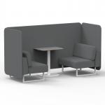 Brixworth 2 Seater Bench Booth With White Legs And Grey Table With White Leg In Synergy Fabric - Partner Panels And Sofa SF003686