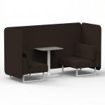 Brixworth 2 Seater Bench Booth With White Legs And Grey Table With White Leg In Synergy Fabric - Wed Panels And Sofa SF003687