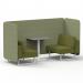 Brixworth 2 Seater Bench Booth With White Legs And Grey Table With White Leg In Rivet Fabric - Burnish Panels And Olive Sofa SF003694