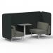 Brixworth 2 Seater Bench Booth With White Legs And Grey Table With White Leg In Rivet Fabric - Charcoal Panels And Vitreous Sofa SF003695