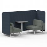 Brixworth 2 Seater Bench Booth With White Legs And Grey Table With White Leg In Rivet Fabric - Crucible Panels And Prime Sofa SF003696