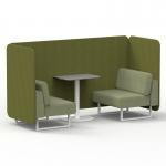 Brixworth 2 Seater Bench Booth With White Legs And Grey Table With White Leg In Rivet Fabric - Olive Panels And Burnish Sofa SF003697