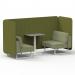 Brixworth 2 Seater Bench Booth With White Legs And Grey Table With White Leg In Rivet Fabric - Olive Panels And Burnish Sofa SF003697