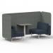Brixworth 2 Seater Bench Booth With White Legs And Grey Table With White Leg In Rivet Fabric - Vitreous Panels And Charcoal Sofa SF003699