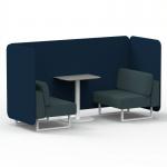 Brixworth 2 Seater Bench Booth With White Legs And Grey Table With White Leg In X2 Fabric - Calculus Panels And Polygon Sofa SF003701