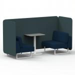 Brixworth 2 Seater Bench Booth With White Legs And Grey Table With White Leg In X2 Fabric - Polygon Panels And Calculus Sofa SF003704
